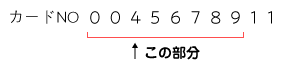 例：カードNo 0045678911←00456789の部分