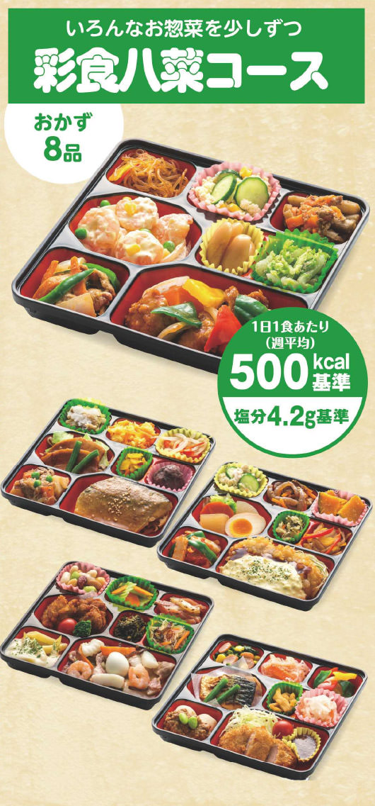 バランス栄養惣菜「彩食八菜」コース おかず8品